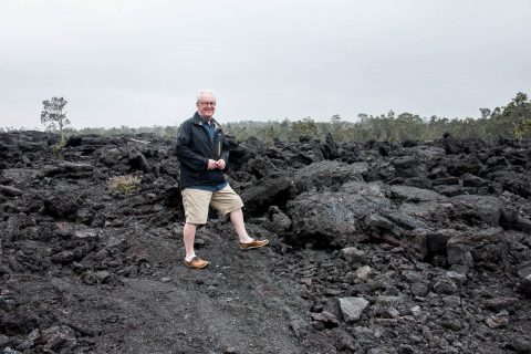 John with lava landscape, Big Island