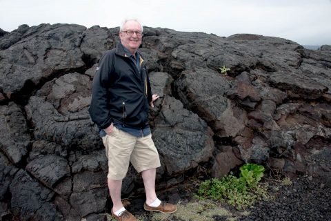John with lava landscape, Big Island