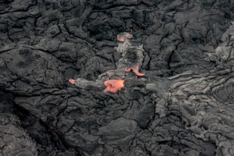 Flowing lava from air, Big Island