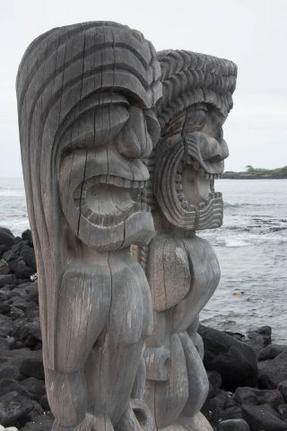 Ki'i guardians of refuge, Pu'uhonua o Honaunau, Big Island