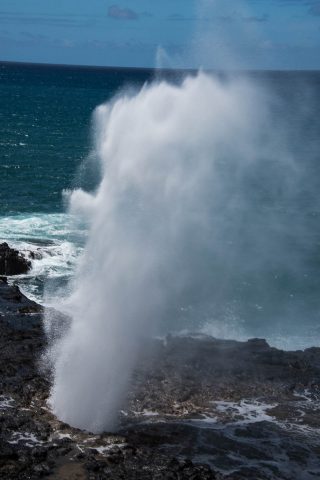 Blow hole from lava tube, Kauai