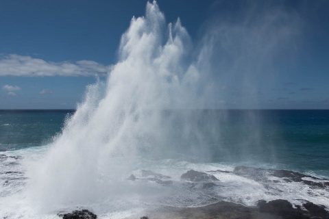 Blow hole from lava tube, Kauai