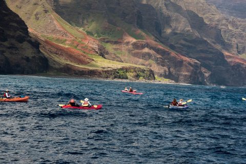 Kayakers off shore, Kauai
