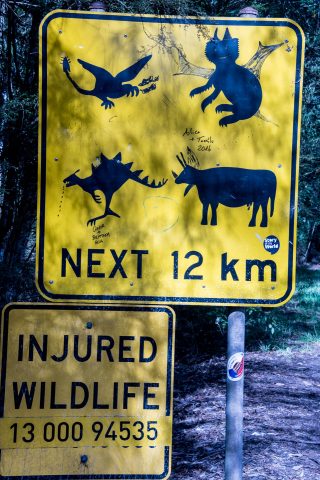 Road sign with additions, Great Ocean Road
