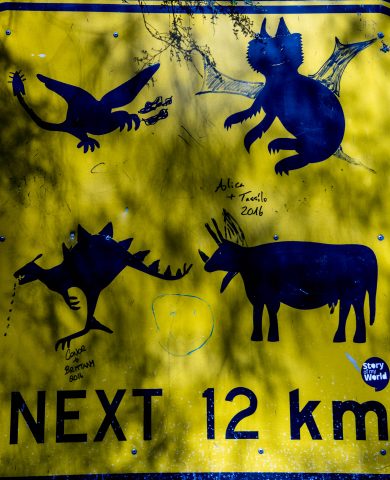 Road sign with additions, Great Ocean Road