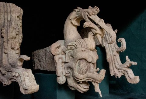 Pelican with fish, Copan