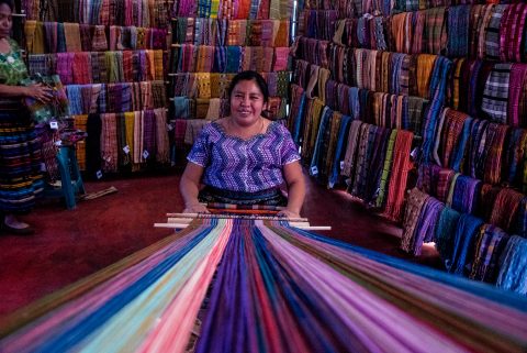 Backstrap weaving, San Juan La Laguna