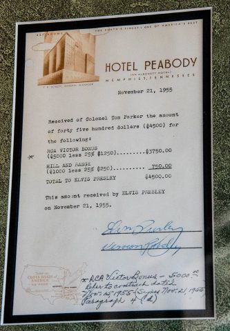 Elvis contract 1955, Sun Studio, Memphis
