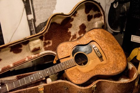 Elvis cow hide guitar case, Sun Studio, Memphis