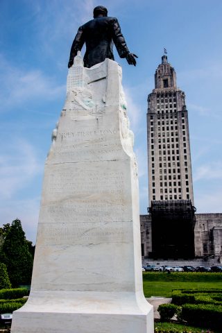 Huey P Long statue, and State Capitol Building, Baton Rouge, Lou