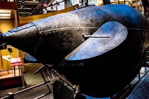 Confederate submarine, scuttled 1862 New Orleans, Museum Baton R