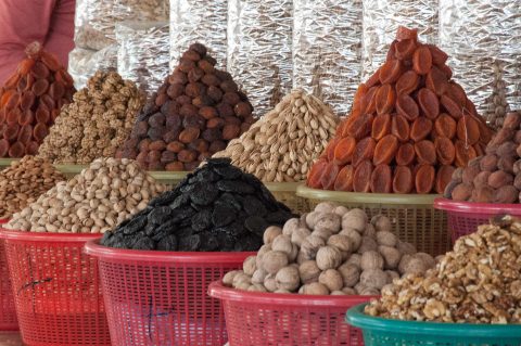 Dreid fruit and nuts, market Samarkand