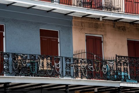 Mardi Gras beads, French Quarter, New Or;eans, Louisiana