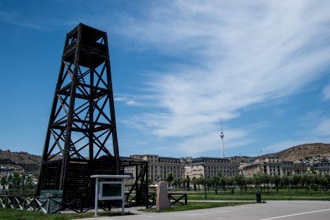 BibiheyBet Oil Field, Baku - derrick from 1846