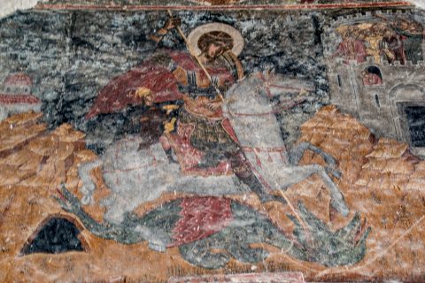 St George & dragon fresco, Alaverdi Cathedral, near Telavi