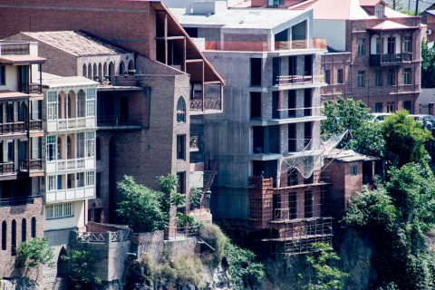 Balconies overlooking Mtkvari River, Tbilisi