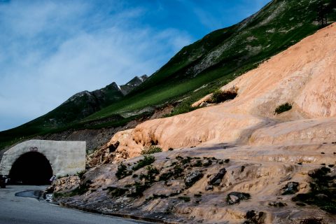 Winter tunnels & iron coloured limestone, near Kazbek