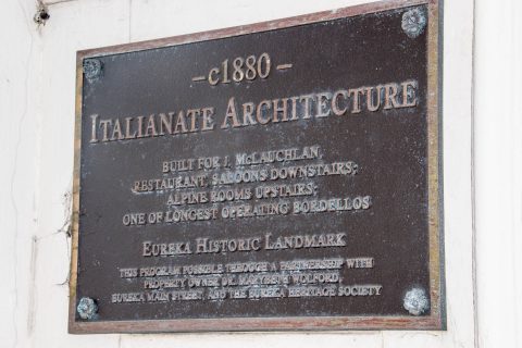 Sign on old doorway, Eureka, California