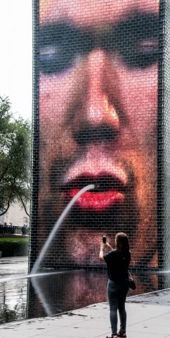 Crown Fountain by Jaume Plensa with faces of local residents, Mi