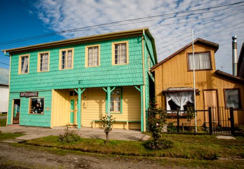 Wood-shingled houses, Chacao, Chiloe, Chile