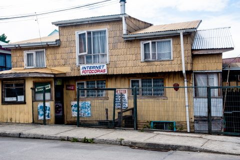 Wood-shingled shop, Ancud, Chiloe, Chile