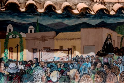 Church painting, Humahuaca,, Argentina, Humahuaca