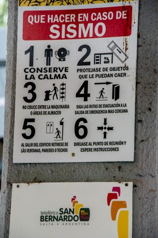 Cable car notice, Salta, Argentina