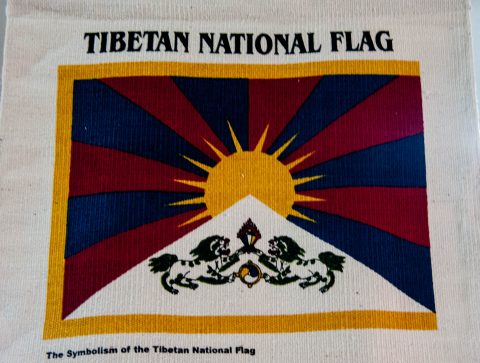Tibetan flag at their camp, Pokhara, Nepal