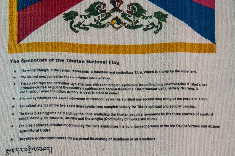 Tibetan flag at their camp, Pokhara, Nepal