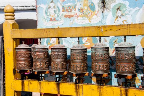 Boudhanath Stupa, prayer wheels, Kathmandu, Nepal