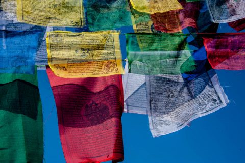 Boudhanath Stupa prayer flags, Kathmandu, Nepal