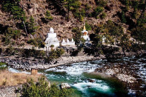 Chortens at Chhuzom, Bhutan
