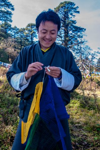 Tashi flying prayer flags, Dochula Pass, Bhutan