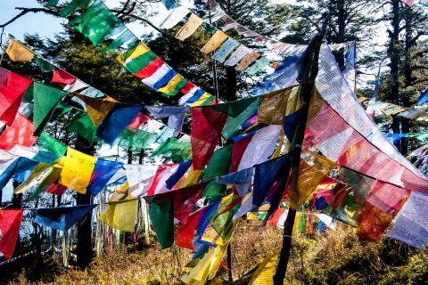 Prayer flags, Dochula Pass, Bhutan