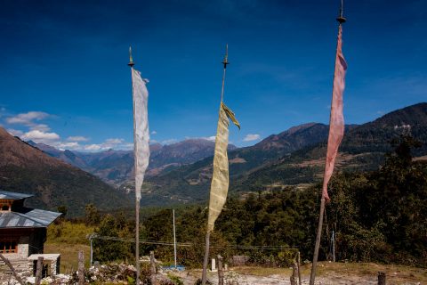 Prayer flags, Punakha Valley, Bhutan