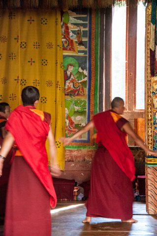 Trongsa Dzong dancing monks, Bhutan