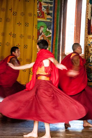Trongsa Dzong dancing monks, Bhutan
