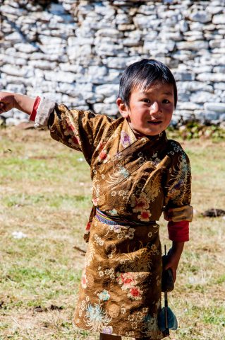 Jampa Lhakhang, young viistor, Bhutan