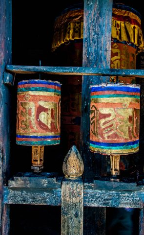 Jampa Lhakhang, prayer wheels, Bhutan