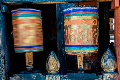 Jampa Lhakhang, prayer wheels, Bhutan