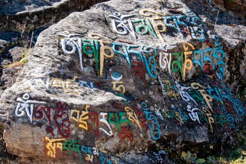 Rock decoration, The Kurje Monastic Complex, Bhutan