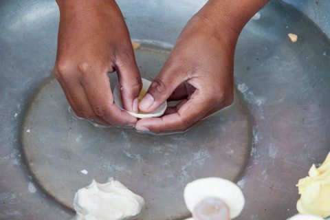 Making tormas at Sangchhen Nunnery, Punakha, Bhutan