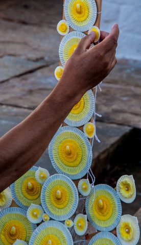 Making tormas at Sangchhen Nunnery, Punakha, Bhutan