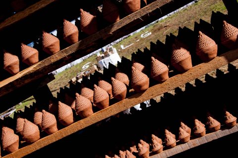 Clay offerings drying, Sangchhen Nunnery, Punakha, Bhutan