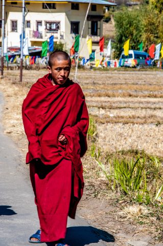 Monk near Kyichu Lhakhang, Paro, Bhutan