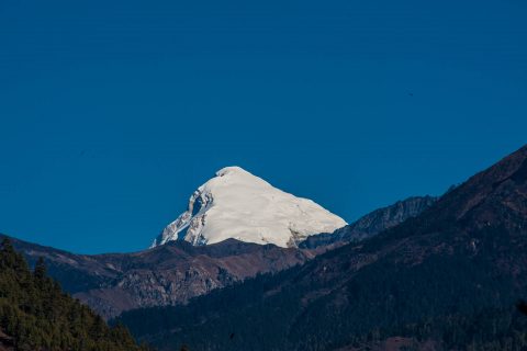 Mount Jomolhari from Drukyel Dzong, Bhutan