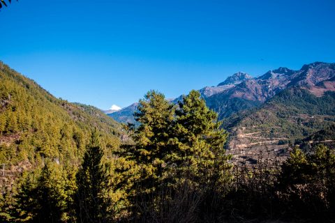 Mount Jomolhari from Drukyel Dzong, Bhutan