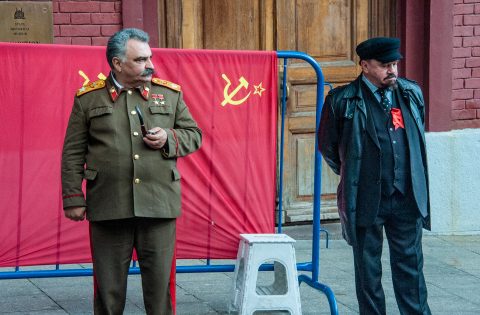 Stalin and Lenin near Resurrection Gate, Red Square, Moscow