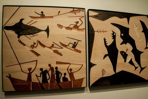 Whaling Celebration panels (R Senungetuk) Anchorage Museum, Alas