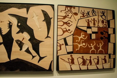 Whaling Celebration panels (R Senungetuk) Anchorage Museum, Alas